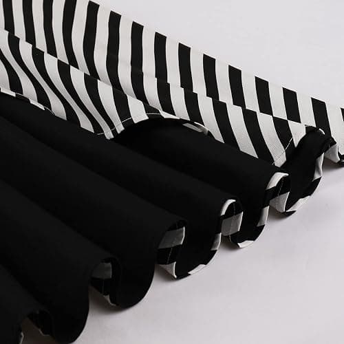 Women Spaghetti Straps 50s Vintage Stripes Cocktail Party Swing Dress Sleeveless Color Block Retro 1950s Audrey Hepburn Rockabilly Prom Tea Dress Wedding Fit Flare A Line Midi Dress Black-Stripes L thumbnail 5