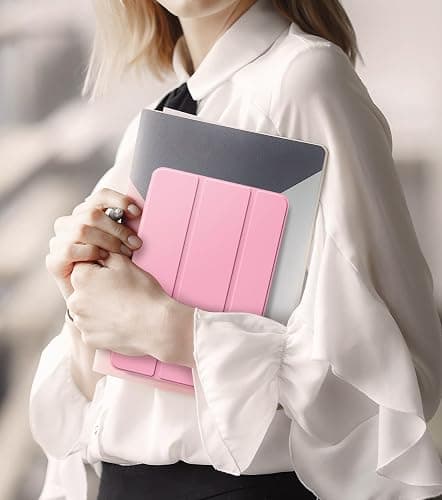 MoKo Case Fits Amazon Kindle Fire HD 8 & 8 Plus Tablet(12/10th Gen, 2024/2022/2020 Release) 8", PU Leather Trifold Stand Cover with Translucent Frosted Backshell with Auto Wake/Sleep, Nosegay Pink thumbnail 9