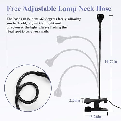  U V LED Nail Lamp – Mini Led Nail Lamp Gel Lamp for Nails with Securing Clip Rotatable Led Light for Nails for Curing Gel Polish U V Nail Gels Manicure Home DIY, Black thumbnail 5