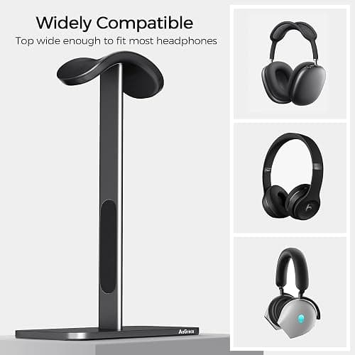 MaGrnce Headphone Stand for Airpods Max with Sleep Mode Aluminum Headphone Holder with Anti-Slip Base & Protective Leather Pad for Home/Game Room/Shop Headphone Storage/Display (Dark Grey) thumbnail 4