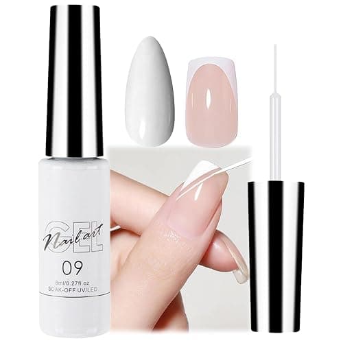 White Gel Nail Polish Liner - UV Shellac Colour For Fineliner, French Nail Art Design, Women's DIY Home Salon, Gel Colours For Nails - Image 1