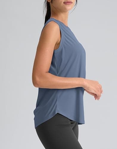 SANTINY Women's Sleeveless Workout Tops Breathable Lightweight Active Tennis Yoga Shirts Athletic Running Tank Tops for Women thumbnail 5