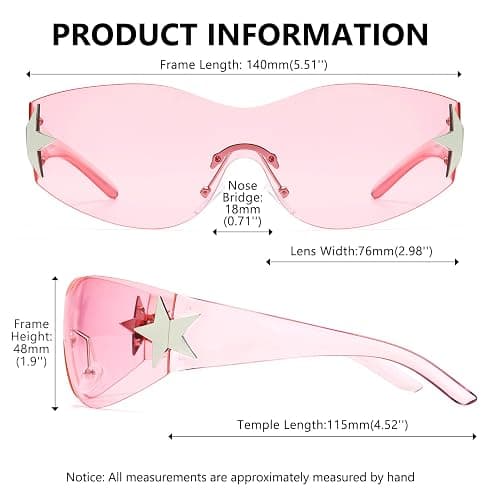 Rimless Y2K Sunglasses for Women Men Wrap Around Fashion Sunglasses Oversized Frameless Trendy Sun Glasses thumbnail 5