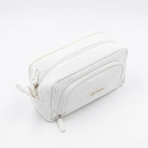 Pisipinis Large Pencil Case Pouch, Soft Corduroy Pen Bag with Zipper, Pencil Organizer, Cute Aesthetic School Supplies for Teen Girls Adults - Image 1