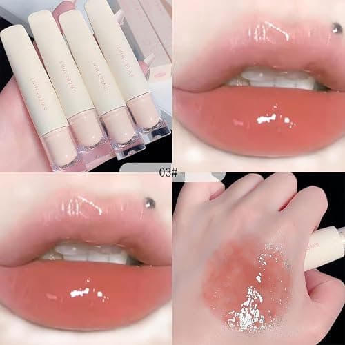 Baorder Hydrating Jelly Lip Gloss Set for Women,Brighten Lipstick,4Pcs | Long Lasting Waterproof Non-Stick Cup Lip Glaze,Moisturizing Tinted Lip Balm,Mirror Liquid Lipsticks Plumping thumbnail 4