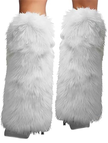 Gupiar Women's Fur Leg Warmers Sexy Furry Fuzzy Leg Warmers Soft Boot Cuffs Cover, 40CM - Image 1
