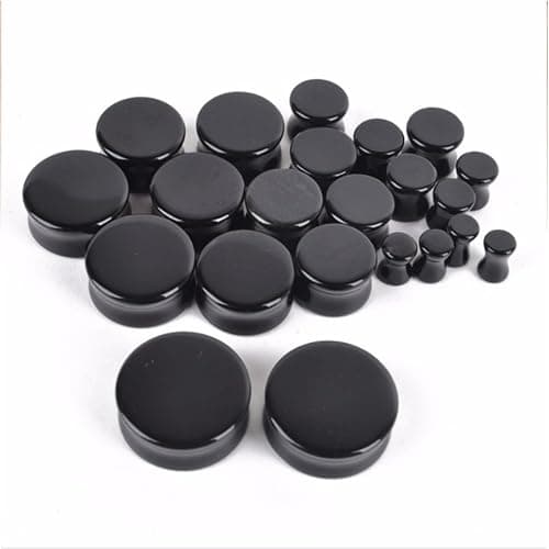 HQLA 1 Pair Natural Obsidian Stone Double Flared Flesh Tunnels Ear Plugs Gauges Stretcher Expander thumbnail 4