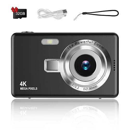 Digital Camera 1080P FHD 44MP with 2.4" LCD Screen,16X Digital Zoom, Compact Portable Vlogging Camera with 32gb SD Card for Kids Teen Students Beginner (Black) thumbnail 8