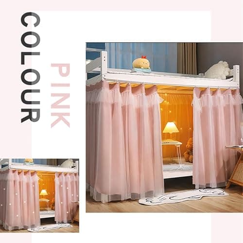 Dorm Home Bunk Bed Curtain Cloth Solid Thicken Bed Canopy Students Privacy Bed Shading Curtain Tent Lightproof Breathable Blackout Bedding Canopy Spread Curtain Bed Tent Drape for Dorm College Home thumbnail 9