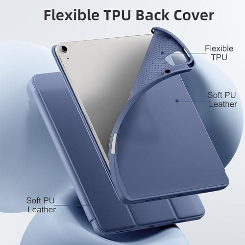 Akkerds Compatible for iPad Air 13 Inch Case (M3/M2) 2025/2024 with Pencil Holder, Trifold Stand Protective Cover/Soft TPU Back for iPad Air 13 Case, Supports Touch ID, Auto Wake/Sleep, Blue Gray thumbnail 5
