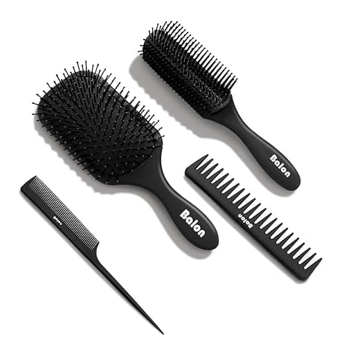 Balon Hair Brush for Women and Men, 4Pcs Paddle Brush Detangling Brush Hair Comb Set for Long Thick Thin Curly Hair, Hairbrush Great On Wet or Dry, No More Tangle - Image 1