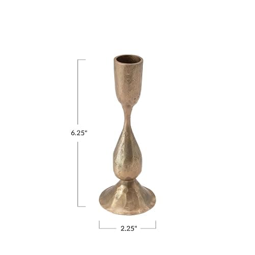 Creative Co-Op Round Hand-Forged Metal Taper Holder, Antique Brass Finish thumbnail 3