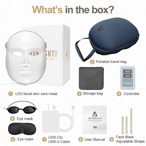 Aphrona® | FDA cleared Moonlight LED Facial Mask Skin Care Mask, Women mom wife lady gift, LED Light Therapy Red Blue light for Acne Removal Wrinkle Reduction thumbnail 9