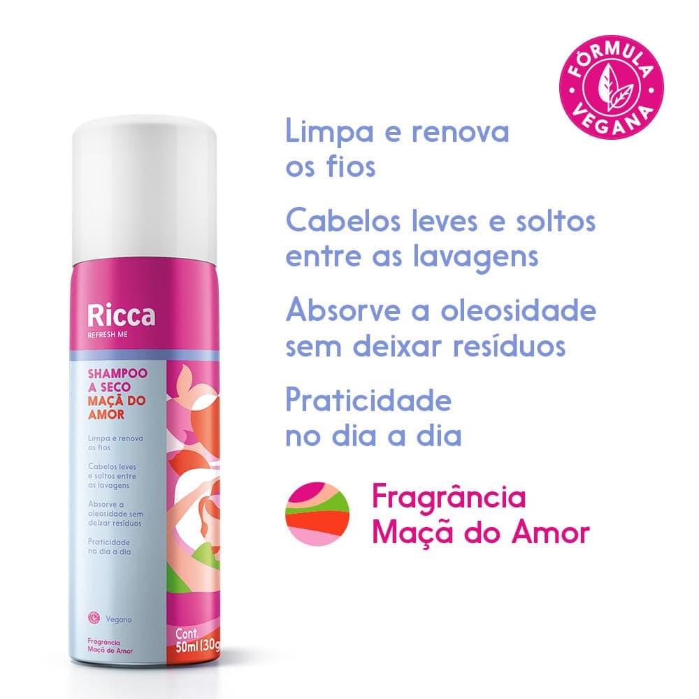 Ricca Shampoo A Seco Maçã do Amor 50ml thumbnail 4
