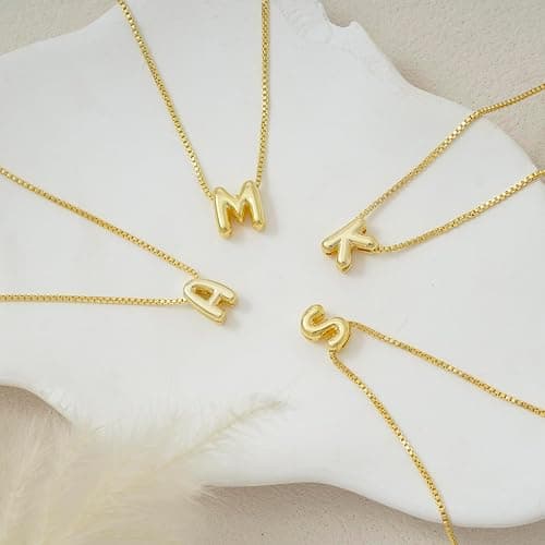 Lisitine Bubble Initial Necklaces Dainty Letter Necklace Cute Name Choker Necklaces for Women Trendy Personalized Pendant Jewelry Gift for Women thumbnail 4