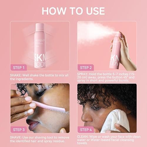 SKNBODY Hair Identifier Spray, Gentle Facial Hair Removal for Dermaplaning and Face Shaving, Peach Fuzz Remover and Dermaplane Tool Alternative, Skin-Safe and Easy to Use thumbnail 6