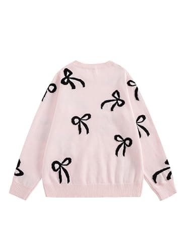 Aelfric Eden Fall Sweaters for Women 2025 Trendy Crewneck Cute Bow Oversized Sweater Lightweight Knit Pullover Sweaters thumbnail 2