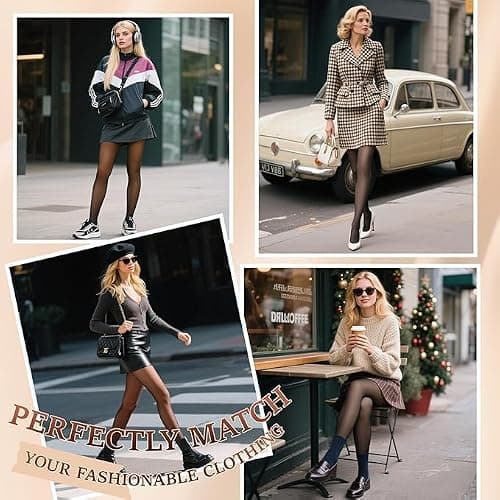 HONGTEYA Fleece Lined Tights Women Winter Thermal Leggings Pantyhose Fake Translucent Thick Warm Sheer Tights thumbnail 6
