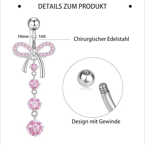 Eyezeeption Bauchnabelpiercing Chirurgenstahl, 9 Stück Piercing Bauchnabel Belly Piercing Bauchnabel piercing Set Nabelpiercing Bauchnabelpiercing Silber, Schmetterling Bauchnabel piercing Titan thumbnail 4