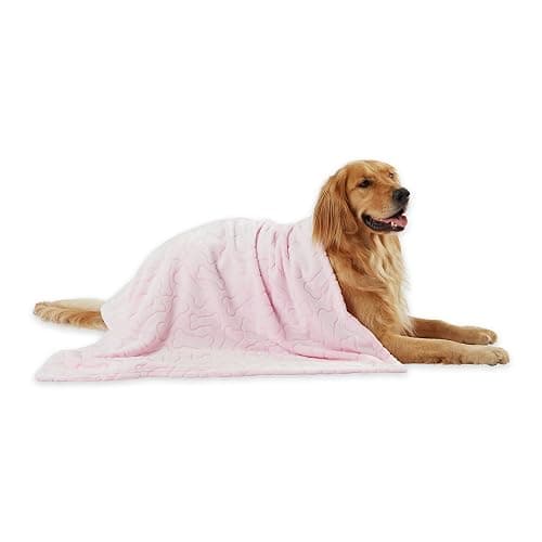Bone Dry Embossed Bone Print Pet Blanket, Pink, 36x48" thumbnail 4