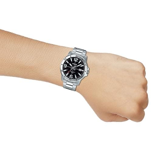 Casio MTP-VD01D-1BV Men's Enticer Stainless Steel Black Dial Casual Analog Sporty Watch, Silver, 48×42×10.7mm, Quartz Movement thumbnail 5
