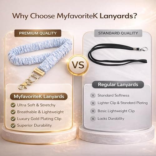 MyfavoriteK Stylish Scrunchie Lanyard for ID Badges Cute Neck Stretchy Lanyard for Keys Retractable Keychain Holder thumbnail 4