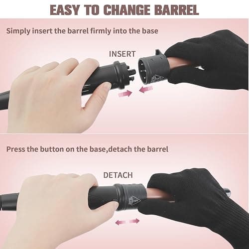 Curling Wand Curling Tongs - New Upgraded 5 in 1 Hair Curler with LCD Display and 5 Interchangeable Ceramic Barrel, Curling Iron Set for Long/Short Hair, with Adjustment Temp/Heat Resistant Glove thumbnail 6