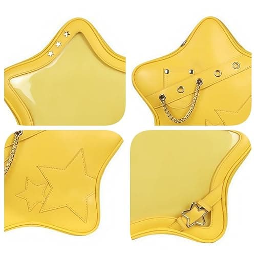 Vobomo Kawaii Ita Bag Backpack Star Pins Display Crossbody Bag with Insert Y2k Aesthetic Cute Handbag for Anime Comic Con (Yellow) thumbnail 6