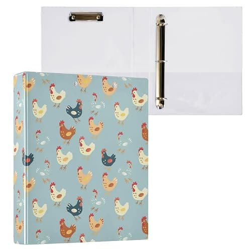 Cute Chicken 3 Ring Binder for School Office, 1.5 Inch Animal Themed Binder with Clipboard, PVC Pockets, Holds 8.5x11 Paper, Fun Binders for Students Work Supplies (1 Pack) thumbnail 4