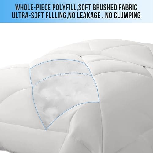 All Season Comforter King Size White,Thick Comforter for Night Sweats,Down Alternative Comforter,Duvet Insert with 8 Corner Tabs, Winter Warm Quilts Hotel Collection Reversible Fluffy Hypoallergenic thumbnail 7