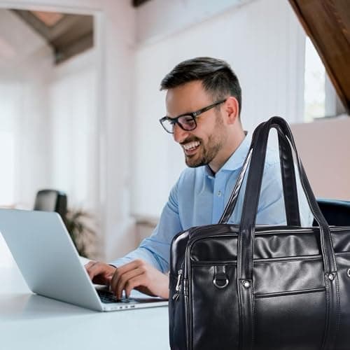 CALLARON Japanese School Bag Large Pu Shoulder Briefcase Tote for Women Men Waterproof Messenger Bag with Laptop Compartment Lightweight Crossbody Purse 15.74X10.23X4.72 Inch thumbnail 2