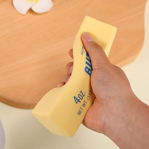 Lyreh 1pcs Squeeze Butter Squishy Toy, PU Material Butter Stick Slow Rising Squeeze Food Fidget Toy for Office School (Light Yellow) thumbnail 2