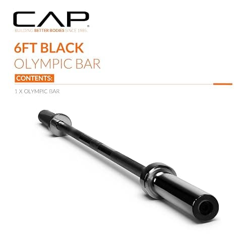 CAP Barbell 6 ft Olympic 2-Inch Solid Barbell | Black thumbnail 2