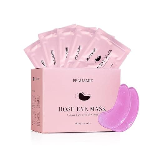 PEAUAMIE Under Eye Patchs (30 Pairs) Rose Eye Mask for Dark Circles and Puffiness Wrinkle Eye Bags (Rose) - Image 1