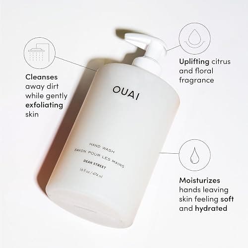 OUAI Hand Wash, Dean Street - Liquid Hand Soap with Jojoba, Avocado, & Rose Hip Oil for Replenished Skin - Gentle Exfoliating Kitchen & Bathroom Soap (16 Fl Oz) thumbnail 2