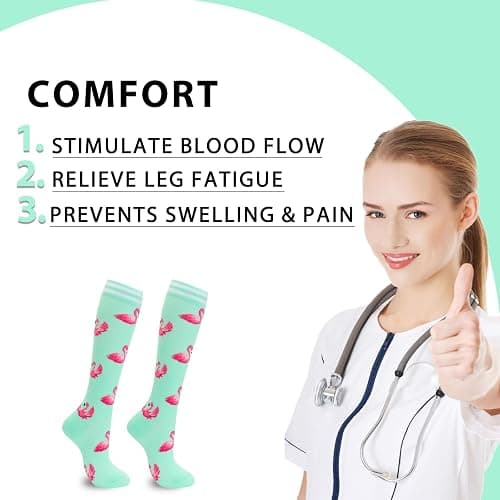 fenglaoda Compression Socks Women Men 6 Pairs, Knee High Best Support Circulation Socks for Running, Travel, Flight, Nurse thumbnail 3