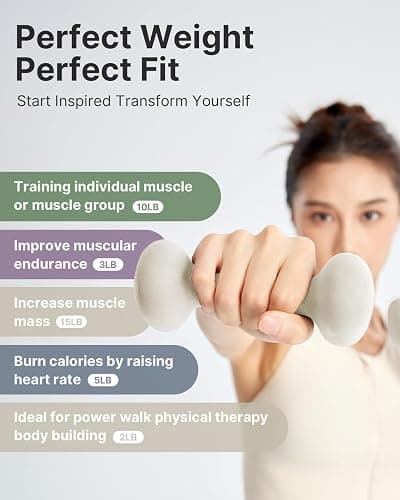YOTTOY Weights Dumbbells Set for Women,2-15 Pound Dumbbells Set of 2, Non-Slip Hand Weights for Home Workouts, Portable Strength Training Neoprene dumbbells thumbnail 4