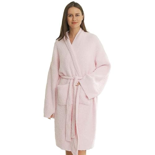 DOOWELL Women's Knit Lightweight Absorbent Robes, Soft Spa Bathrobe Loungewear with Pockets - Image 1