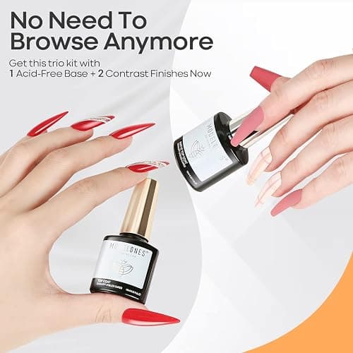 Modelones Matte Gel Top Coat and Base Coat for Gel Nail Polish, 3Pcs 10 ml No Wipe Matte Effects & Shiny Top Coat, Long Lasting High Gloss DIY at Home thumbnail 6