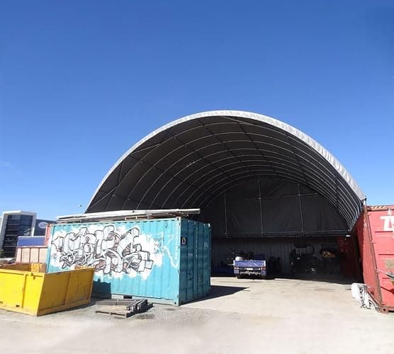 Mytee Products 40'(L) x 40'(W) Shipping Container Canopy Shelter - 21 Oz 610 GSM PVC Dark Gray Cover Storage Container Roof with No End Walls - Durable & Weather-Resistant thumbnail 6