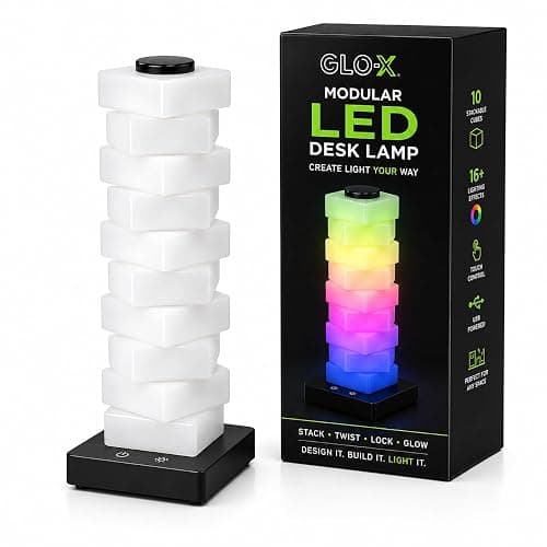 GLO-X Modular RGB Desk Lamp, Stackable LED Touch Light for Gaming & Bedroom | 16+ Color Changing Effects; USB Powered; Create Shape; Night Light; Mood Lighting; Kids Room; Desk Decor; Great Gift Idea thumbnail 7