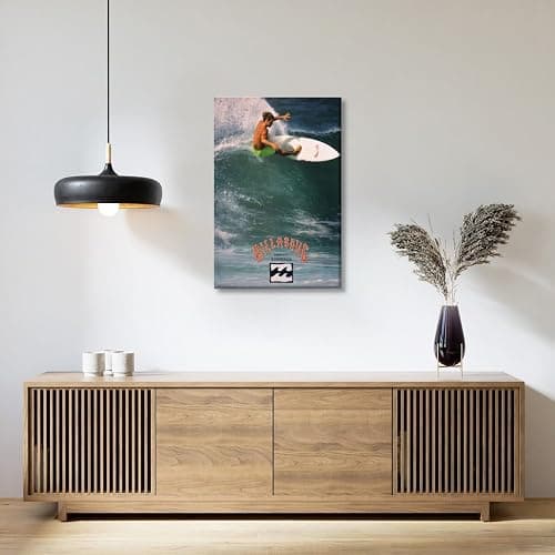 Vintage Billabong Surfing Poster 1990 Classic Surf Wall Art Wave Rider Coastal Canvas Print Retro Ocean Sports Australia Beach for Surfer Home Office Living Room Decor 12x18inch Unframed thumbnail 6