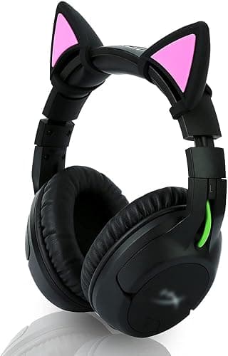 LEFXMOPHY Gamer Headphones Cat Ears Kitty Ear Replacement for Razer/HyperX/Logitech/Astro Gaming Headset, Silicone Adjustable Straps Attachment Accessory for Girl Glow in Dark, Black/Purple thumbnail 4
