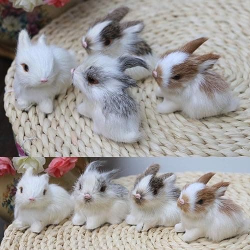 Htppzjr Mini Simulation Rabbits, Realistic Cute Plush Rabbits Lifelike Plush Bunny Realistic Rabbit Miniatures, White Rabbits Home Party Decors Model Gift Miniatures Decorations thumbnail 6