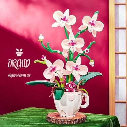 Pink Orchid Flower Building Set,Compatible with Lego Botanical Decor 567PCS | Elegant Plant floral decor and gift for women,moms and flower lovers on Valentine's Day,Mother's Day,birthdays and Christmas. thumbnail 2