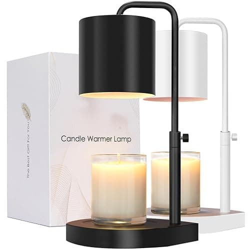 zukakii Candle Warmer Lamp Adjustable Height Dimmable with Timer Large Jar Candles Compatible - No Flame Scented Wax Warmer with 2 Bulbs - Mothers Day Gift - Black - Image 1