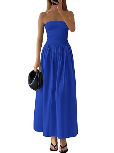 PRETTYGARDEN Women Summer Elegant Strapless Maxi Dress Tube Top | Semi Formal Cocktail Party Wedding Guest Dresses, Cute Off The Shoulder Sleeveless Sundresses, A Line Flowy Long Dress 2026 - Image 1