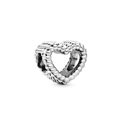 PANDORA Beaded Open Heart Charm - Romantic Heart Jewelry Gift with Gift Box - Textured Beaded Silhouette - Compatible with PANDORA Moments Bracelets - Sterling Silver thumbnail 2