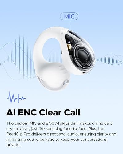 SoundPEATS PearlClip Pro - Open Ear Clip-on Earbuds - White | Bluetooth 6.0 LDAC Hi-Res Spatial Sound Comfortable for Sports Workout,12mm Drivers,24H Playtime Fast Charge, IPX5 thumbnail 6