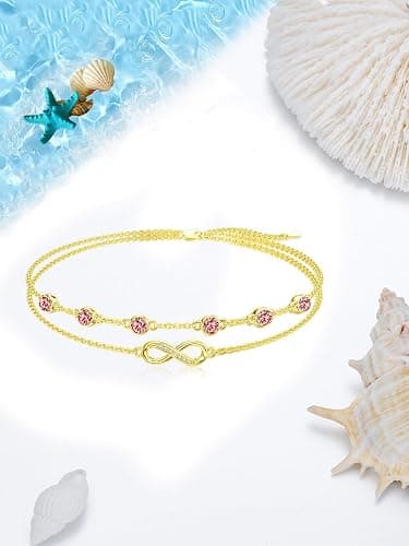 Dorunmo Anklet Bracelets For Women 925 Sterling Silver Birthstone/Infinity/Butterfly/Evil Eye/Turtle/Pineapple/Starfish/Heart Anklets Bracelets Jewelry Gifts for Women thumbnail 4